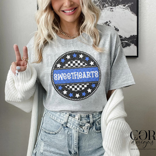 Sweethearts Blue & White Circle