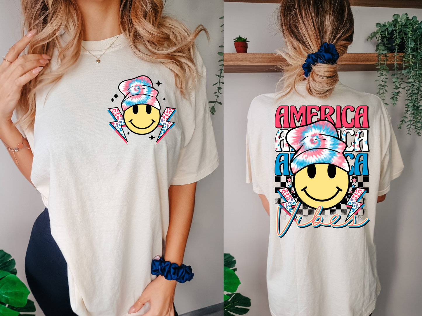 America vibes beanie smiley-front