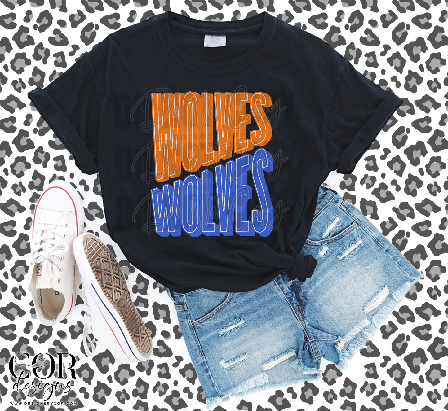 Wolves Orange Blue Letters