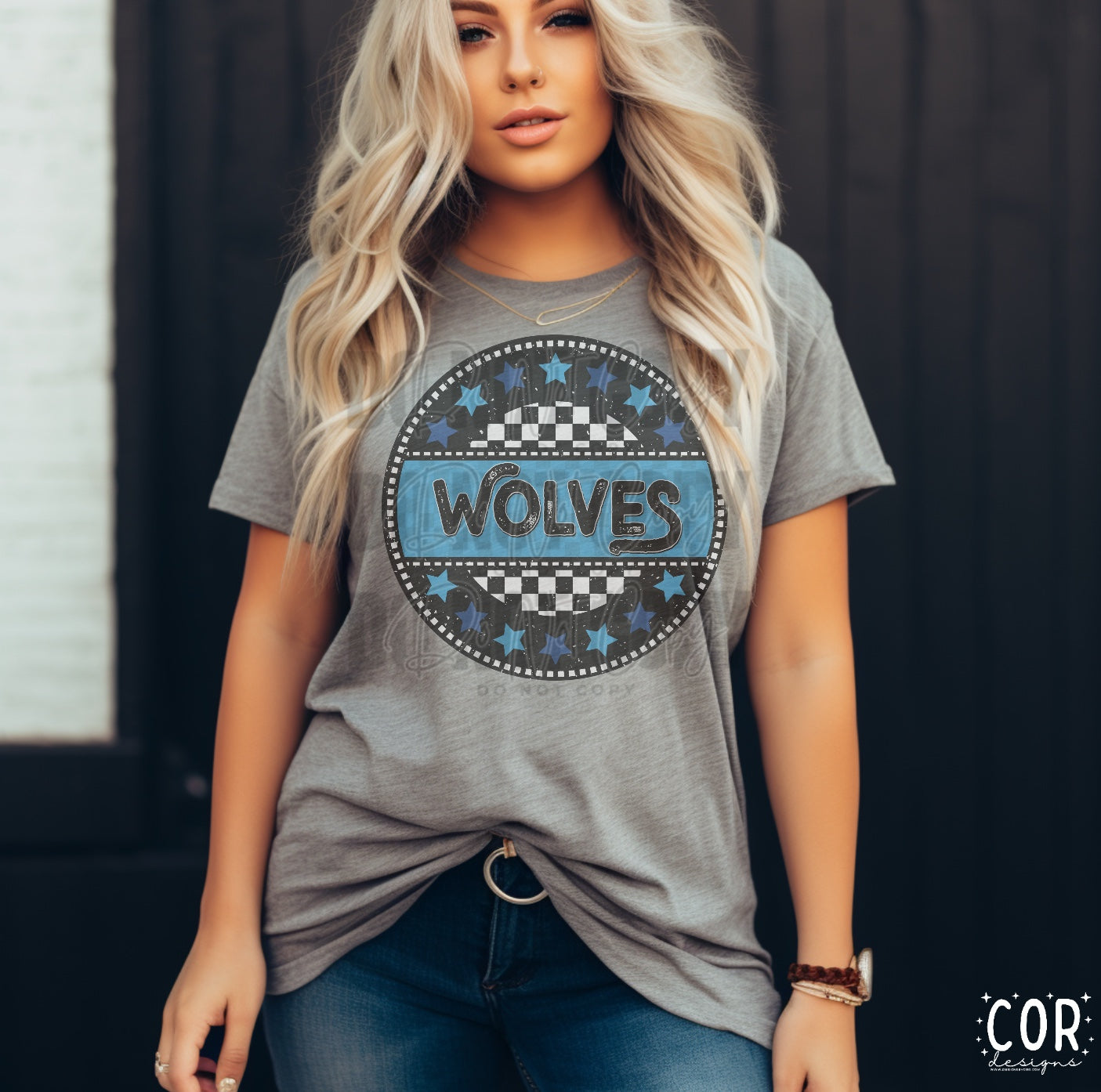 Wolves Navy Blue, Light Blue and White Circle