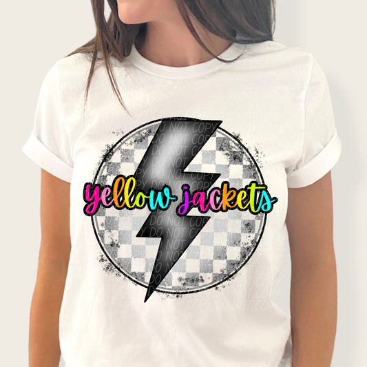 Rainbow Yellow Jackets Checkered Bolt