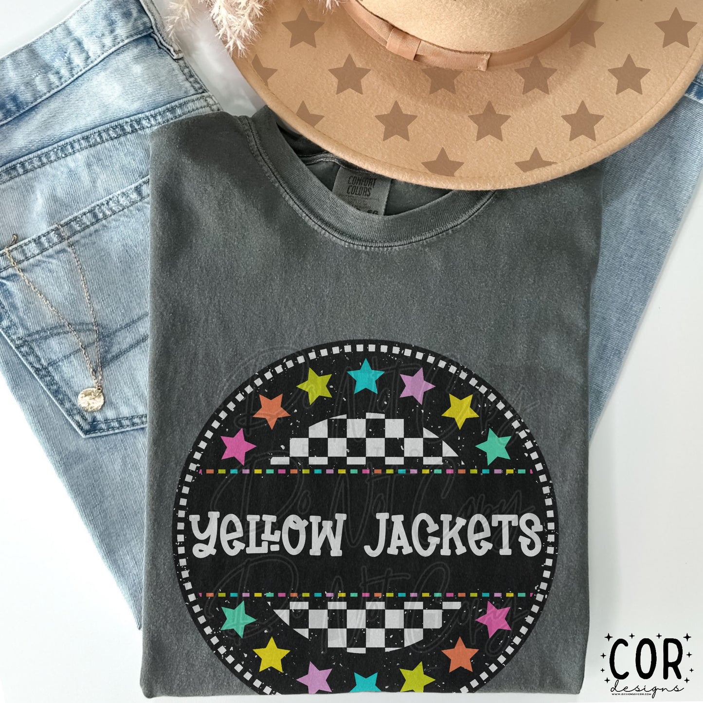 Yellow Jackets Colorful Stars & Circle