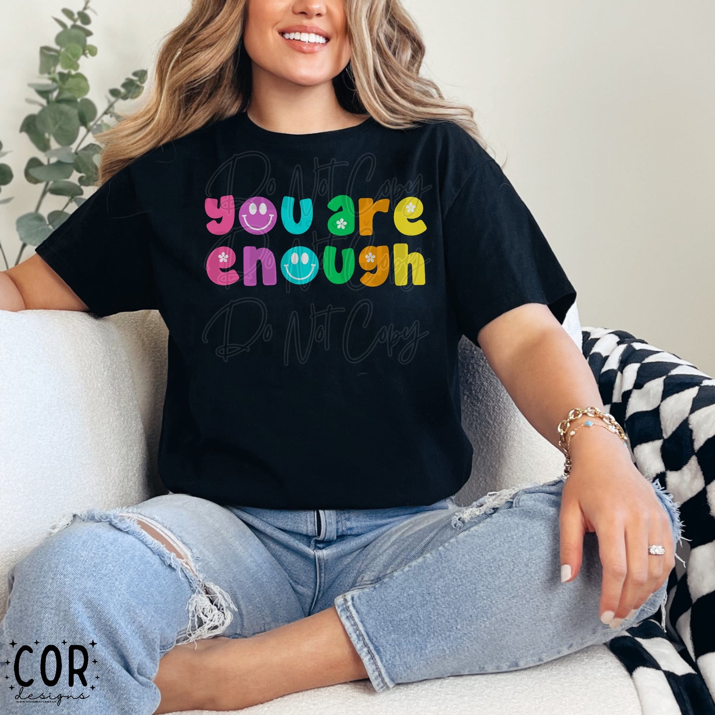 You Are Enough Colorful Letters