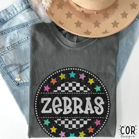 Zebras Colorful Stars & Circle