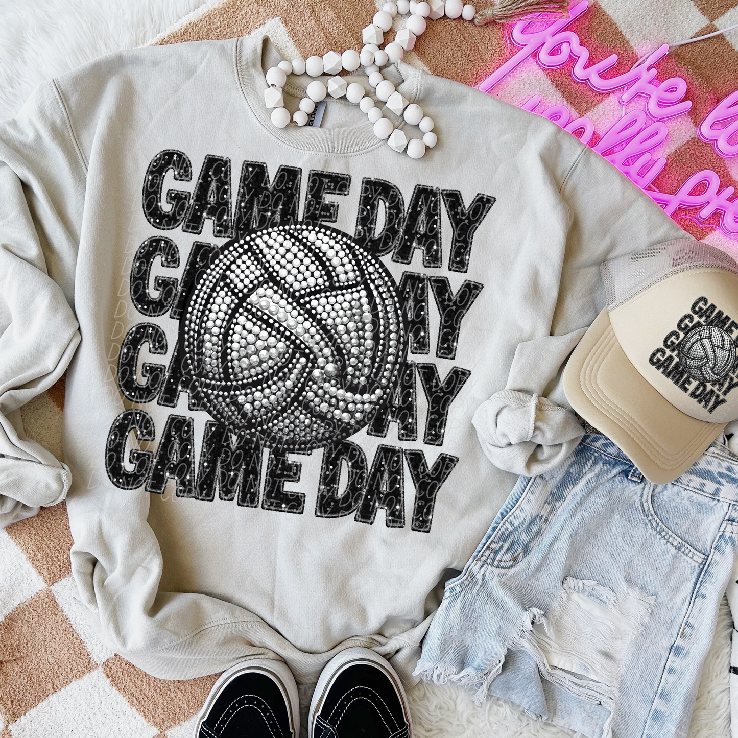 Rhinestone Glitter Game Day Volleyball