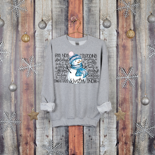 Snowman Winter Typography DTF Transfer