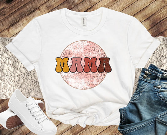 Distressed Leopard Circle Mama