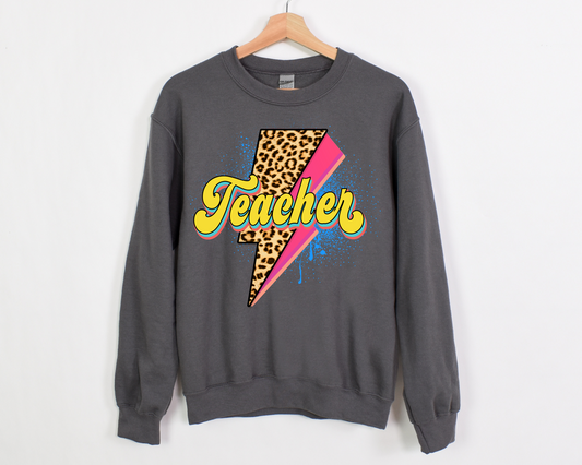 Teacher Splatter Leopard Lightning Bolt-  DTF Transfer