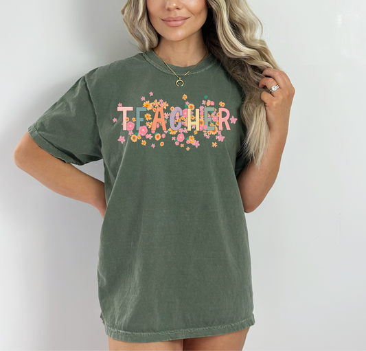 Boho Floral Teacher -  DTF Transfer