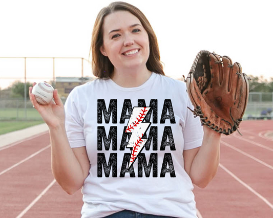 Mama Repeat Baseball Lightning Bolt